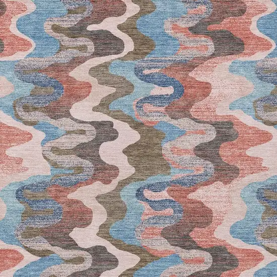 Pink And Coral Abstract Washable Indoor Outdoor Area Rug Photo 3
