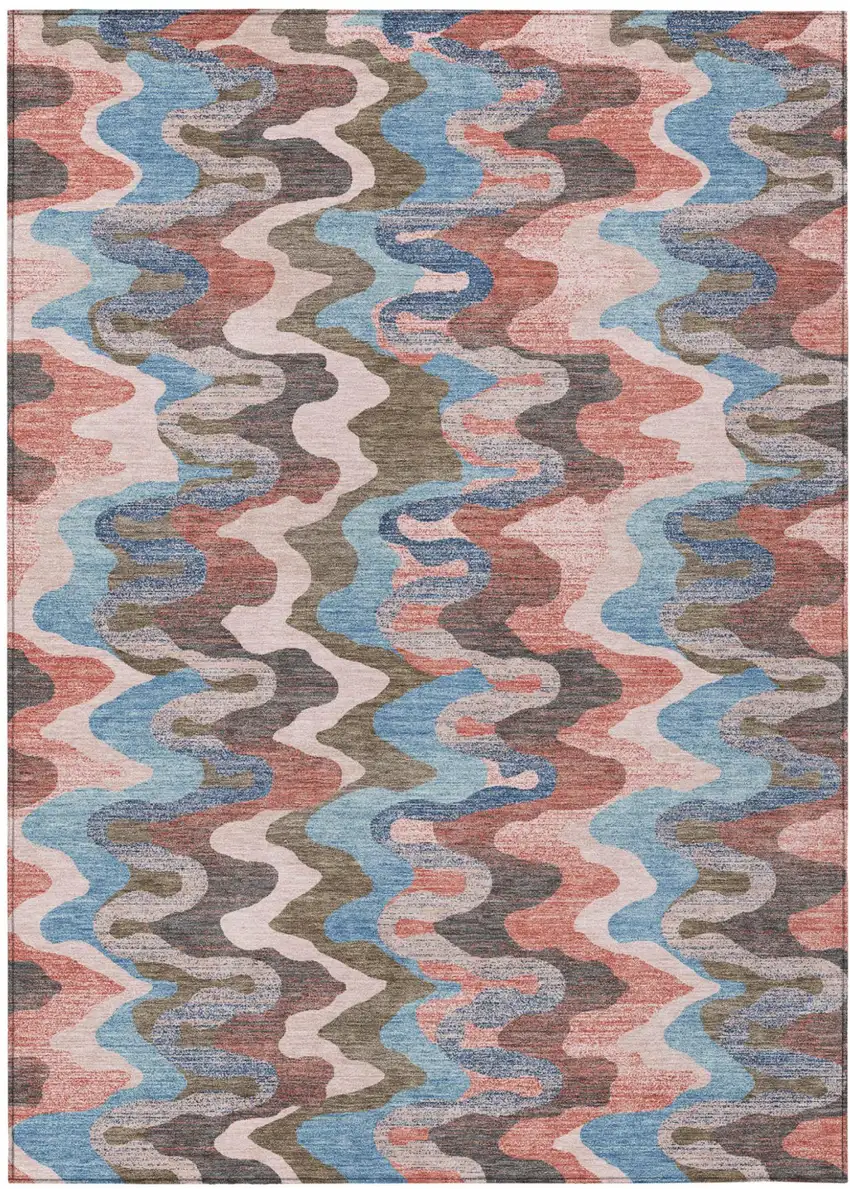 Pink And Coral Abstract Washable Indoor Outdoor Area Rug Photo 2