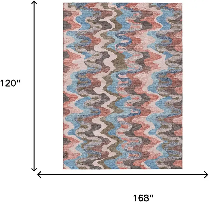 Pink And Coral Abstract Washable Indoor Outdoor Area Rug Photo 7