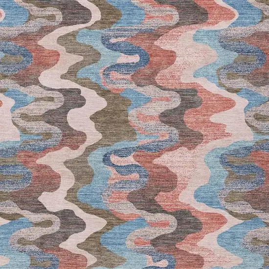 Pink And Coral Abstract Washable Indoor Outdoor Area Rug Photo 3