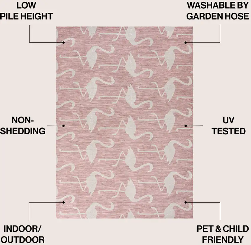 Pink And Cream Animal Print Indoor Outdoor Area Rug Photo 9