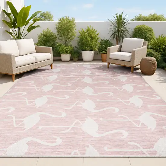 Pink And Cream Animal Print Indoor Outdoor Area Rug Photo 4
