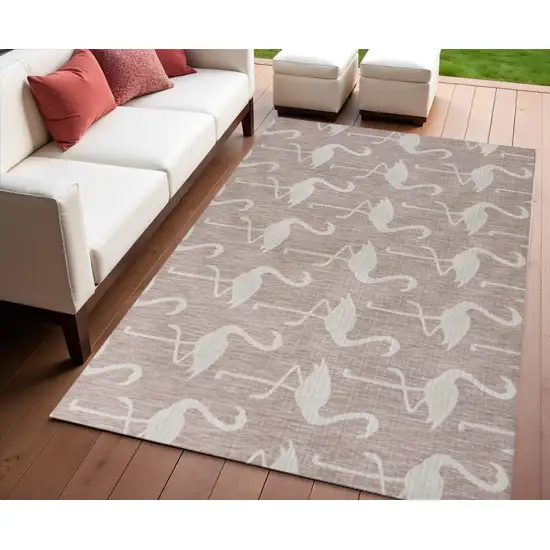 Pink And Cream Animal Print Indoor Outdoor Area Rug Photo 1