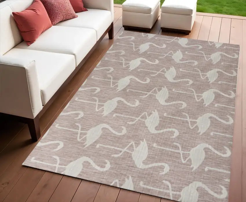 Pink And Cream Animal Print Indoor Outdoor Area Rug Photo 1