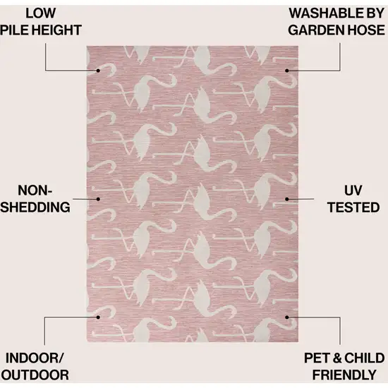 Pink And Cream Animal Print Indoor Outdoor Area Rug Photo 9