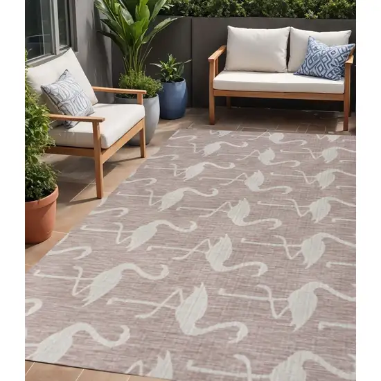Pink And Cream Animal Print Indoor Outdoor Area Rug Photo 1