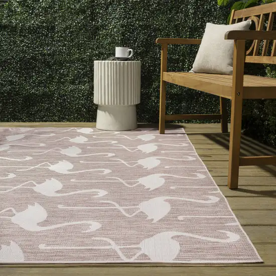 Pink And Cream Animal Print Indoor Outdoor Area Rug Photo 8