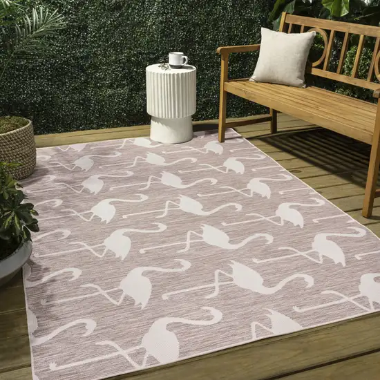 Pink And Cream Animal Print Indoor Outdoor Area Rug Photo 7
