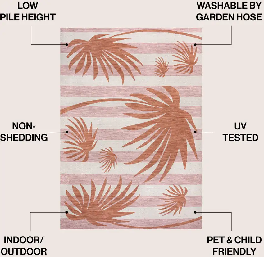 Pink And Cream Floral Indoor Outdoor Area Rug Photo 7