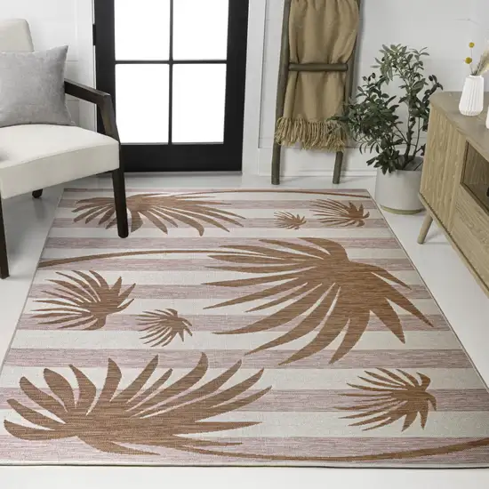 Pink And Cream Floral Indoor Outdoor Area Rug Photo 4