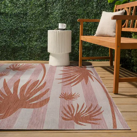 Pink And Cream Floral Indoor Outdoor Area Rug Photo 6