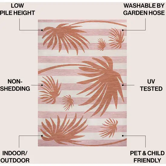 Pink And Cream Floral Indoor Outdoor Area Rug Photo 7