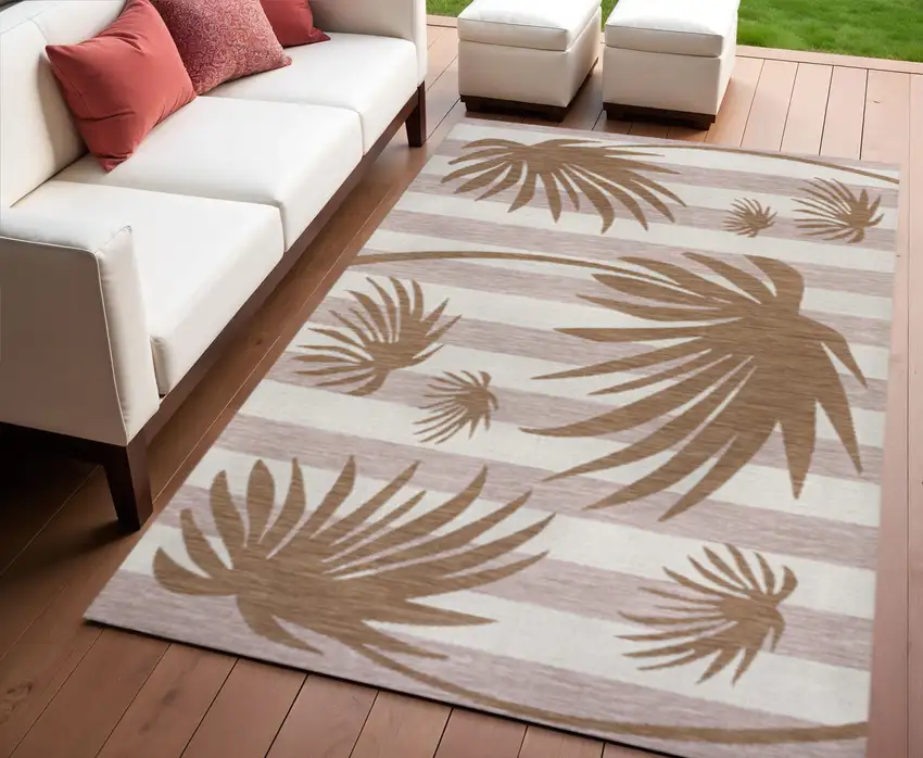 Pink And Cream Floral Indoor Outdoor Area Rug Photo 1