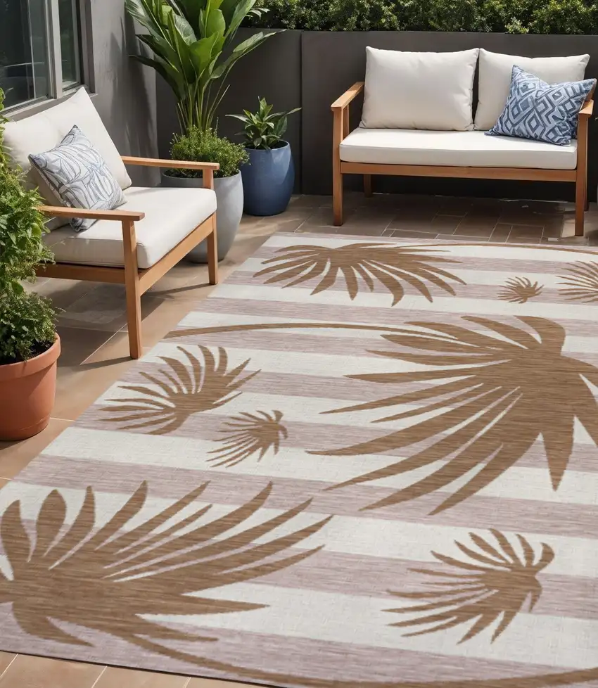 Pink And Cream Floral Indoor Outdoor Area Rug Photo 1