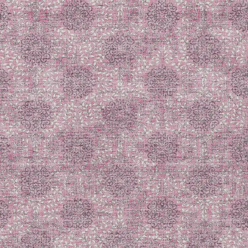 Pink And Eggplant Damask Washable Indoor Outdoor Area Rug Photo 4