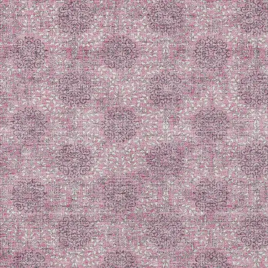 Pink And Eggplant Damask Washable Indoor Outdoor Area Rug Photo 4