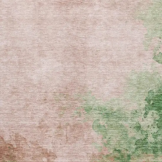 Pink And Emerald Abstract Washable Area Rug With UV Protection Photo 2