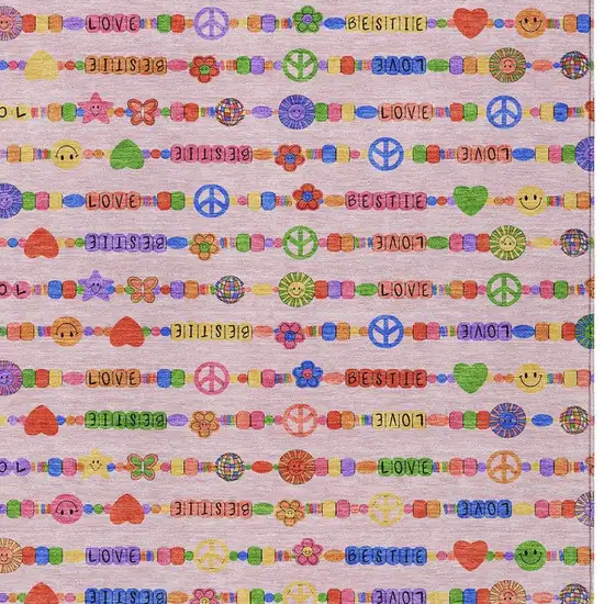 Pink And Fern Green Geometric Washable Indoor Outdoor Area Rug Photo 5