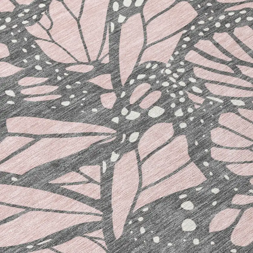 Pink And Graphite Animal Print Washable Indoor Outdoor Area Rug Photo 4