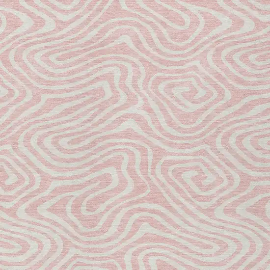 Pink And Gray Abstract Washable Indoor Outdoor Area Rug Photo 7