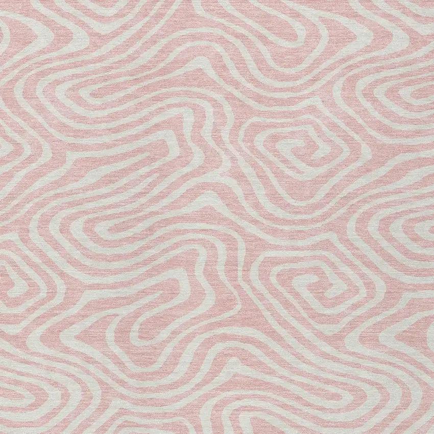 Pink And Gray Abstract Washable Indoor Outdoor Area Rug Photo 7