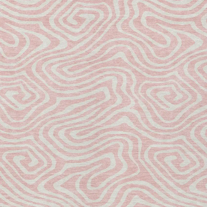 Pink And Gray Abstract Washable Indoor Outdoor Area Rug Photo 7