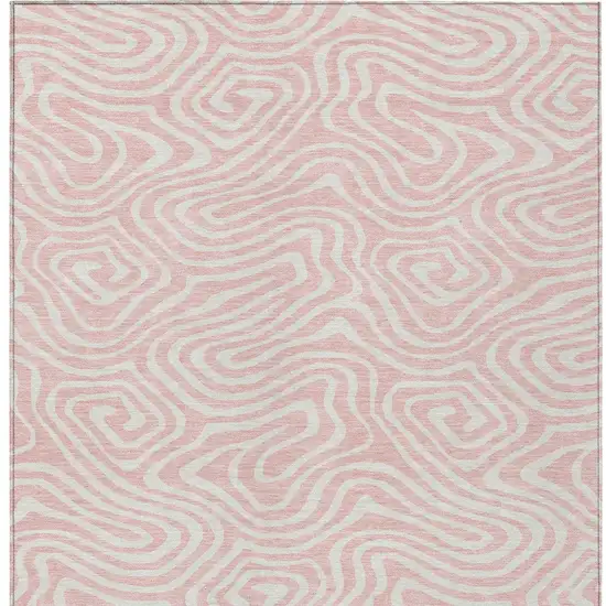 Pink And Gray Abstract Washable Indoor Outdoor Area Rug Photo 8