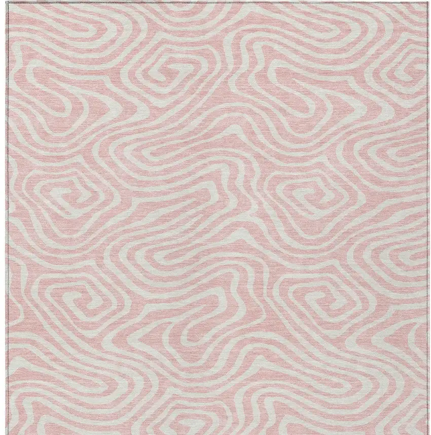 Pink And Gray Abstract Washable Indoor Outdoor Area Rug Photo 8