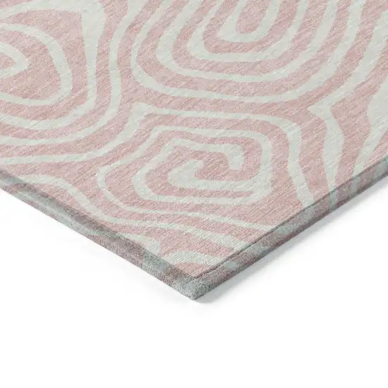Pink And Gray Abstract Washable Indoor Outdoor Area Rug Photo 5