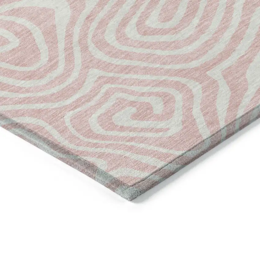 Pink And Gray Abstract Washable Indoor Outdoor Area Rug Photo 5