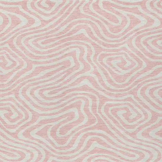 Pink And Gray Abstract Washable Indoor Outdoor Area Rug Photo 7