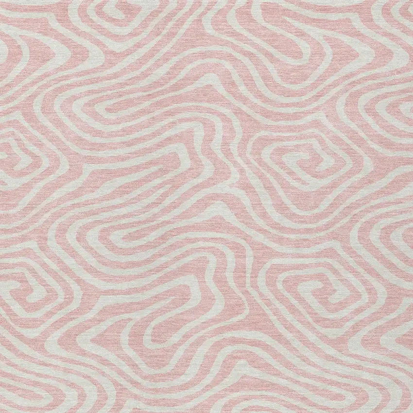Pink And Gray Abstract Washable Indoor Outdoor Area Rug Photo 7