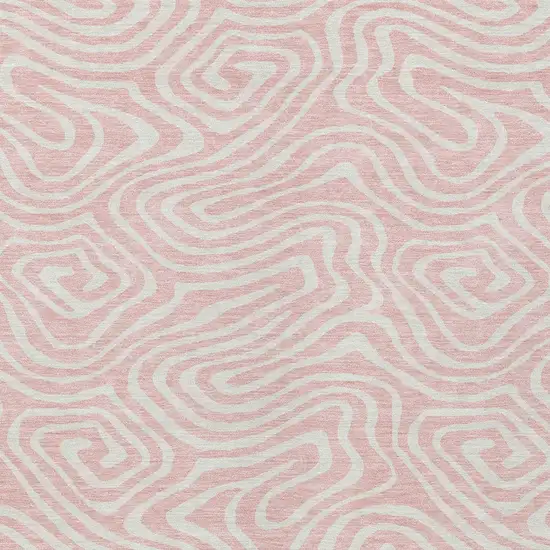 Pink And Gray Abstract Washable Indoor Outdoor Area Rug Photo 7