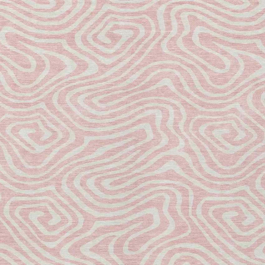 Pink And Gray Abstract Washable Indoor Outdoor Area Rug Photo 7