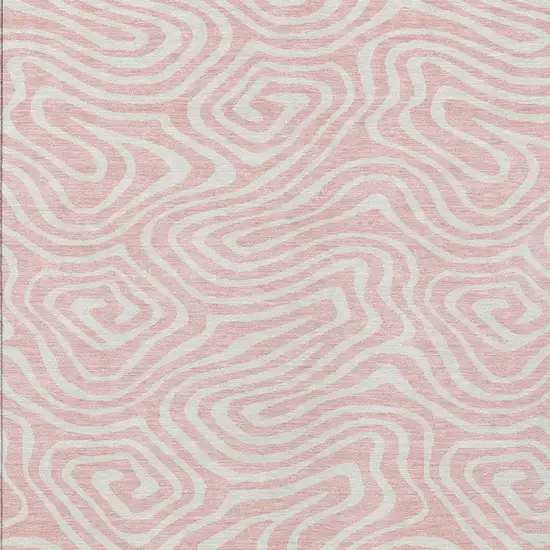 Pink And Gray Abstract Washable Indoor Outdoor Area Rug Photo 7