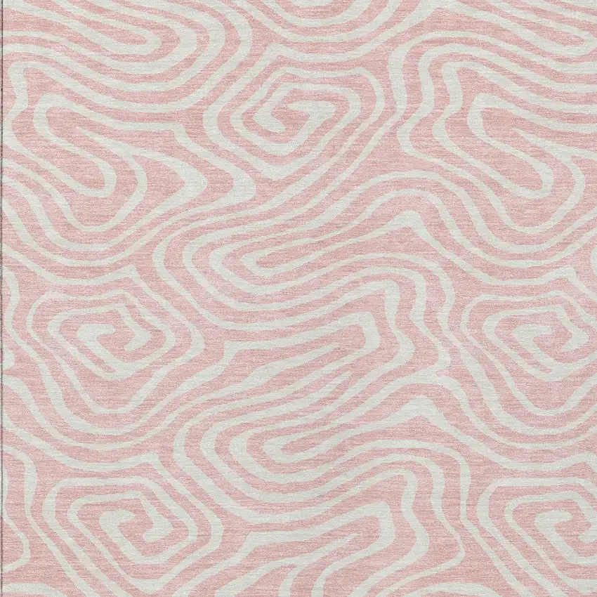 Pink And Gray Abstract Washable Indoor Outdoor Area Rug Photo 7