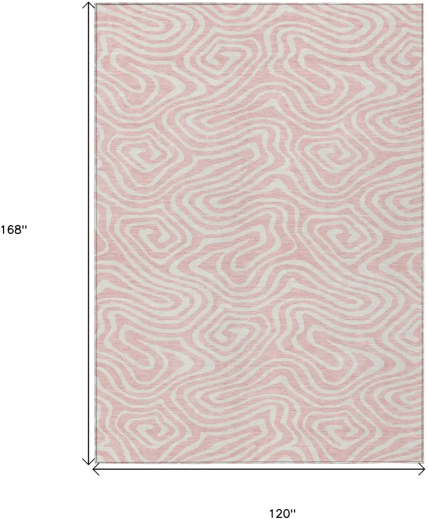 Pink And Gray Abstract Washable Indoor Outdoor Area Rug Photo 3