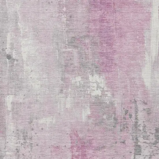 Pink And Gray Abstract Washable Indoor Outdoor Area Rug Photo 3