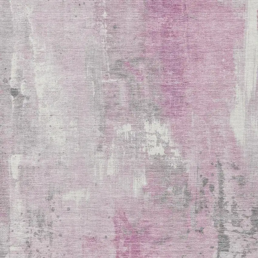 Pink And Gray Abstract Washable Indoor Outdoor Area Rug Photo 3