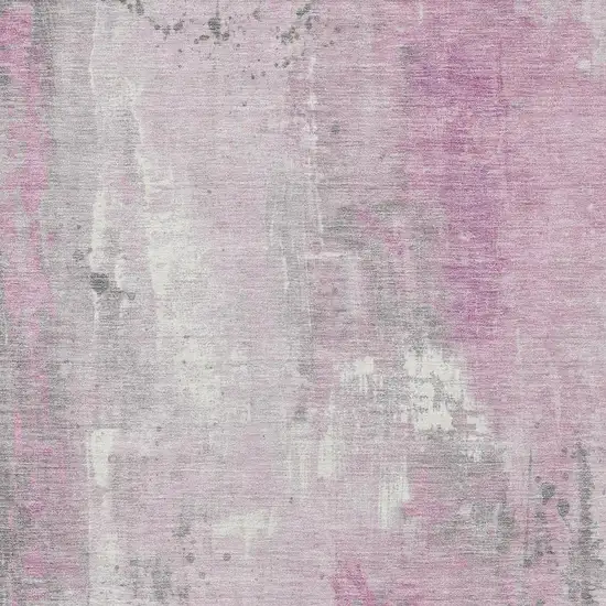 Pink And Gray Abstract Washable Indoor Outdoor Area Rug Photo 4