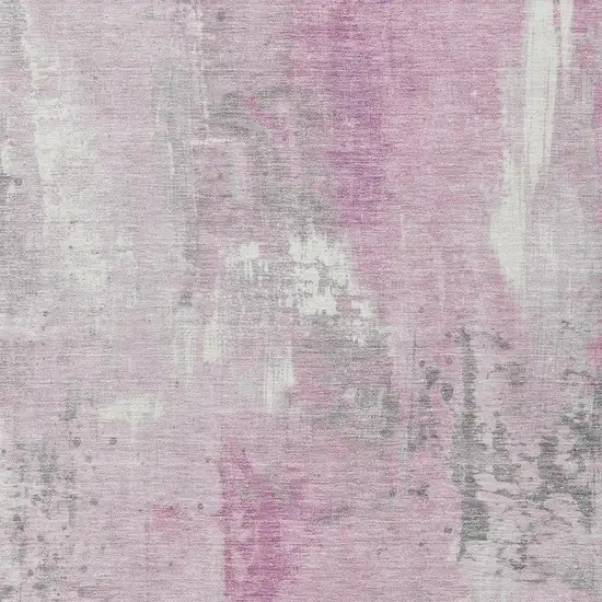 Pink And Gray Abstract Washable Indoor Outdoor Area Rug Photo 4