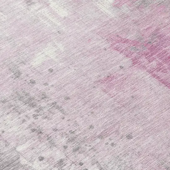 Pink And Gray Abstract Washable Indoor Outdoor Area Rug Photo 8