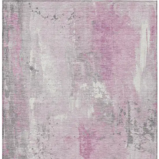 Pink And Gray Abstract Washable Indoor Outdoor Area Rug Photo 7