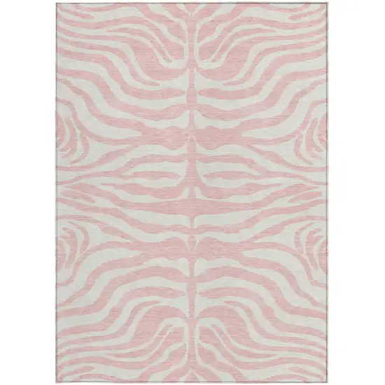 Pink And Gray Animal Print Washable Indoor Outdoor Area Rug Photo 5