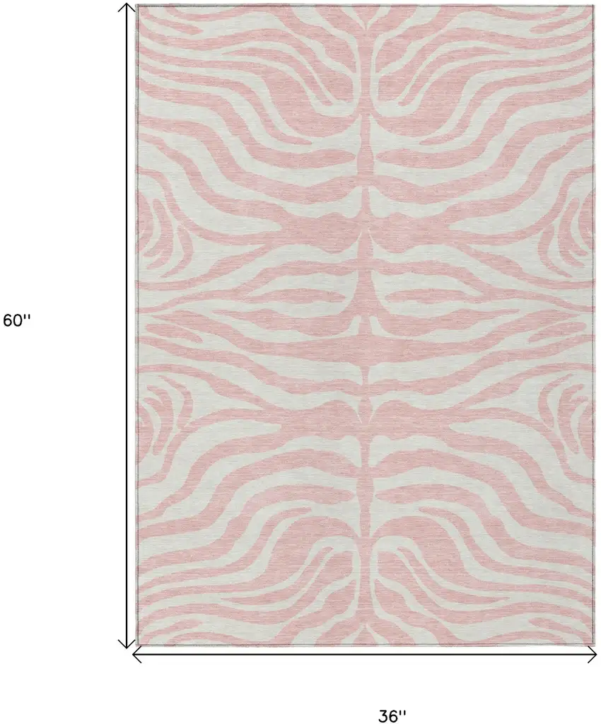 Pink And Gray Animal Print Washable Indoor Outdoor Area Rug Photo 6