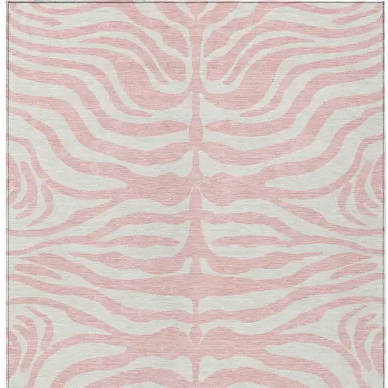 Pink And Gray Animal Print Washable Indoor Outdoor Area Rug Photo 6