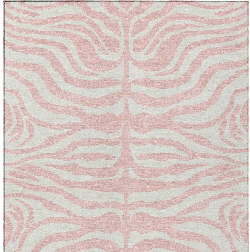 Pink And Gray Animal Print Washable Indoor Outdoor Area Rug Photo 6