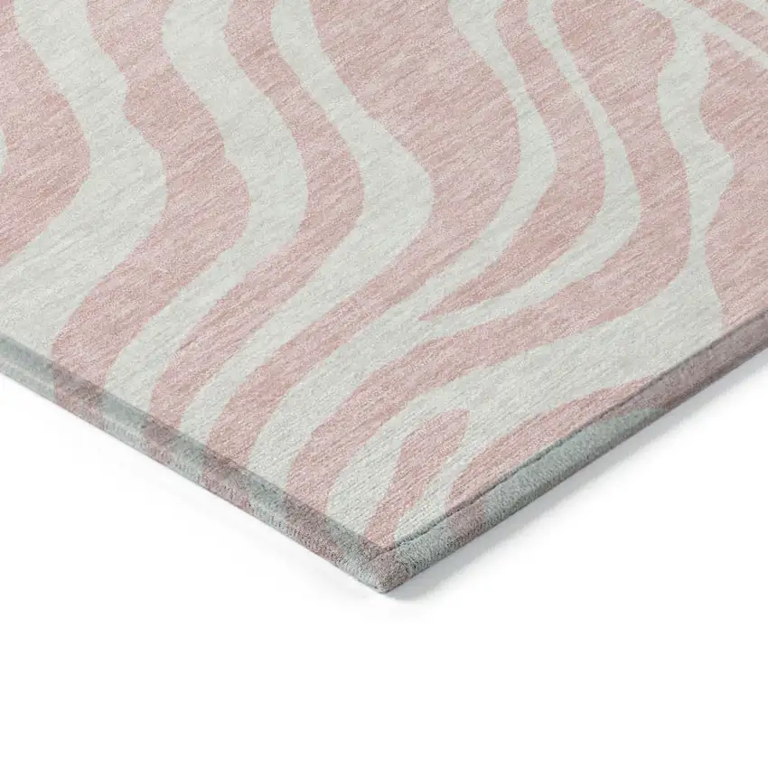 Pink And Gray Animal Print Washable Indoor Outdoor Area Rug Photo 4
