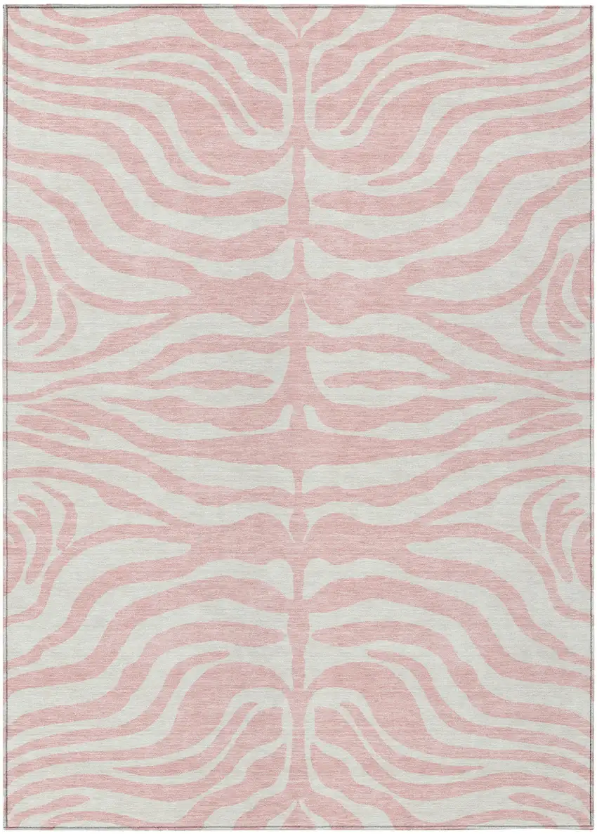 Pink And Gray Animal Print Washable Indoor Outdoor Area Rug Photo 2