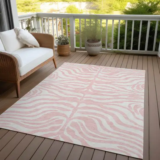 Pink And Gray Animal Print Washable Indoor Outdoor Area Rug Photo 7